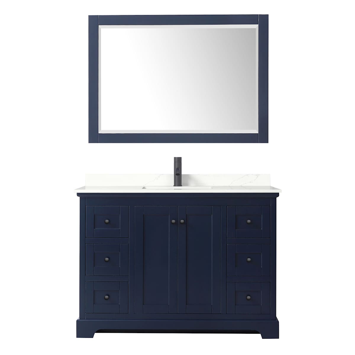 Avery 48" Free Standing Single Basin Vanity Set with Cabinet, Quartz Vanity Top, and Framed Mirror