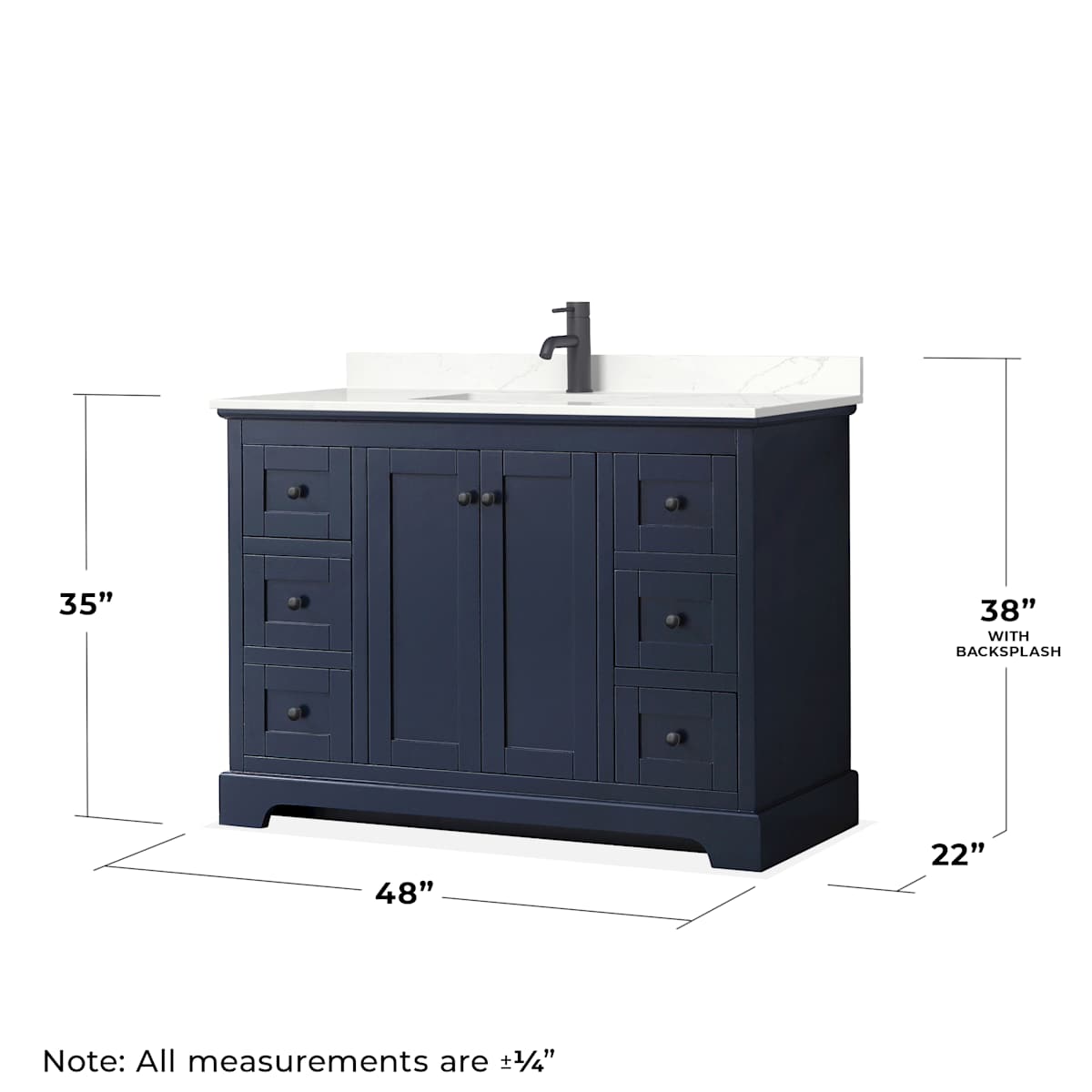 Avery 48" Free Standing Single Basin Vanity Set with Cabinet, Quartz Vanity Top, and Framed Mirror - image 6