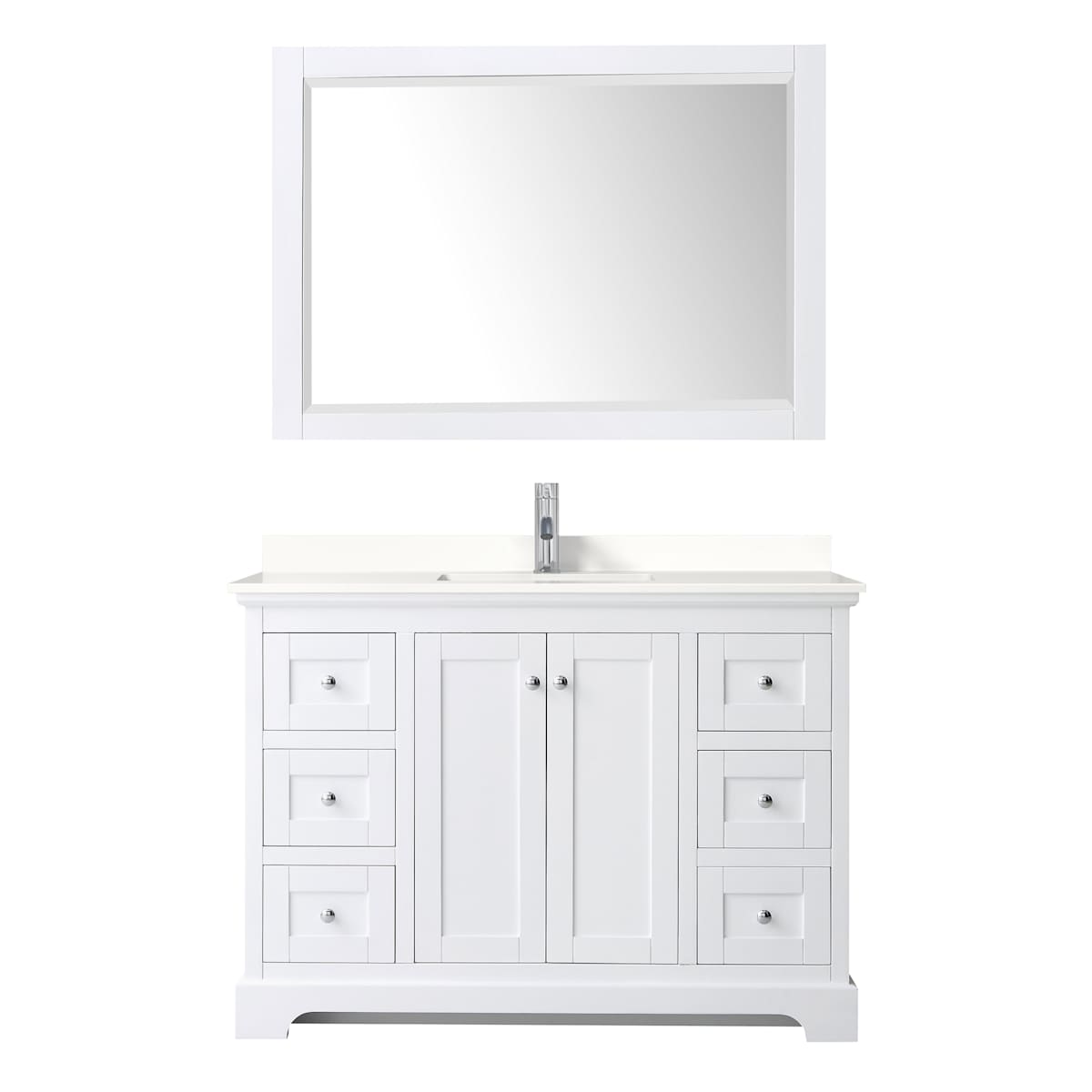 Avery 48" Free Standing Single Basin Vanity Set with Cabinet, Quartz Vanity Top, and Framed Mirror