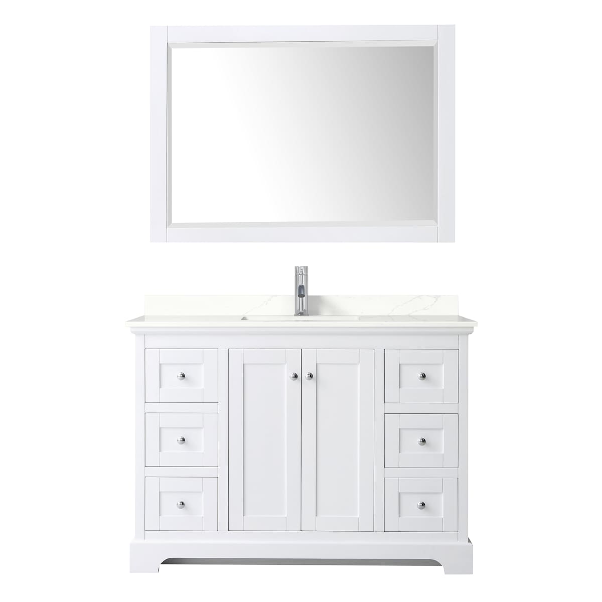 Avery 48" Free Standing Single Basin Vanity Set with Cabinet, Quartz Vanity Top, and Framed Mirror