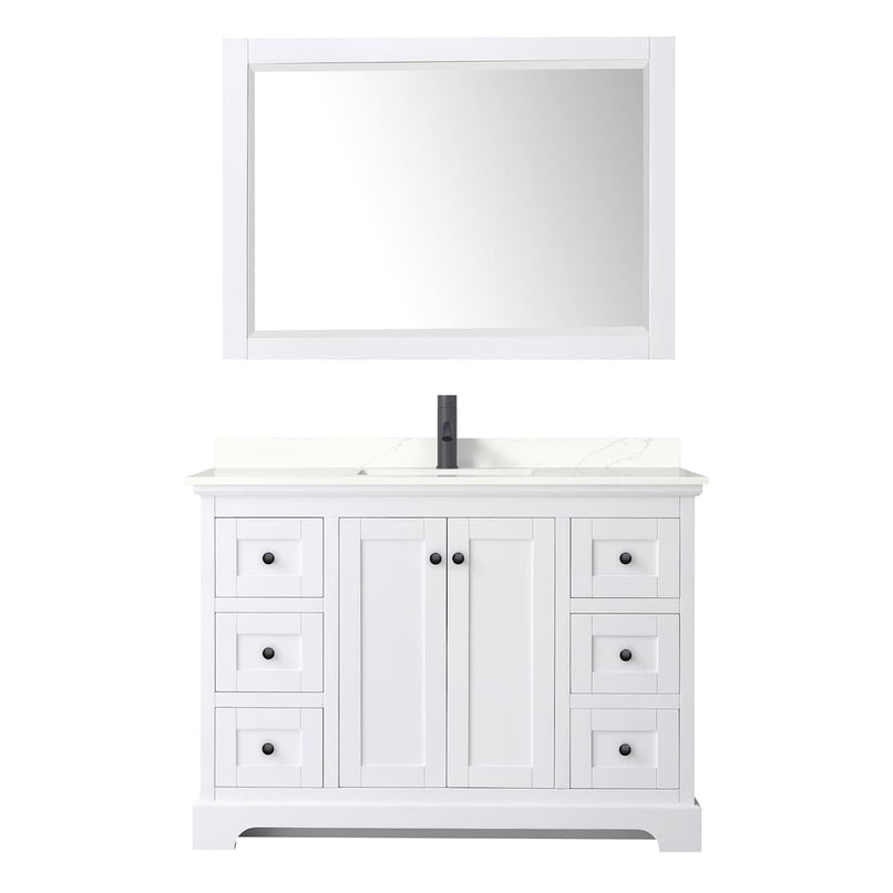 Avery 48" Free Standing Single Basin Vanity Set with Cabinet, Quartz Vanity Top, and Framed Mirror - image 15