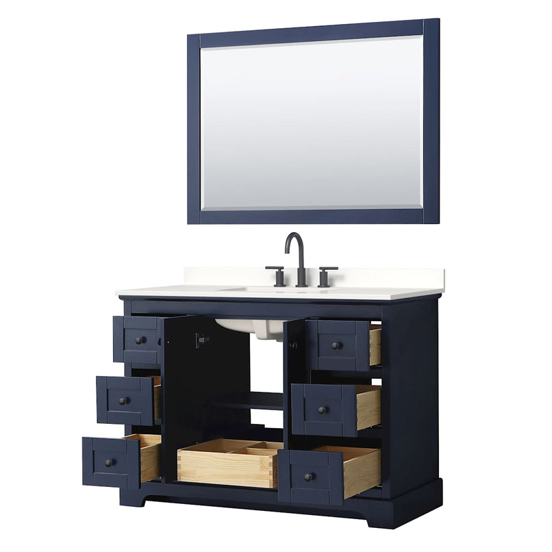 Avery 48" Free Standing Single Basin Vanity Set with Cabinet, Quartz Vanity Top, and Framed Mirror - image 8