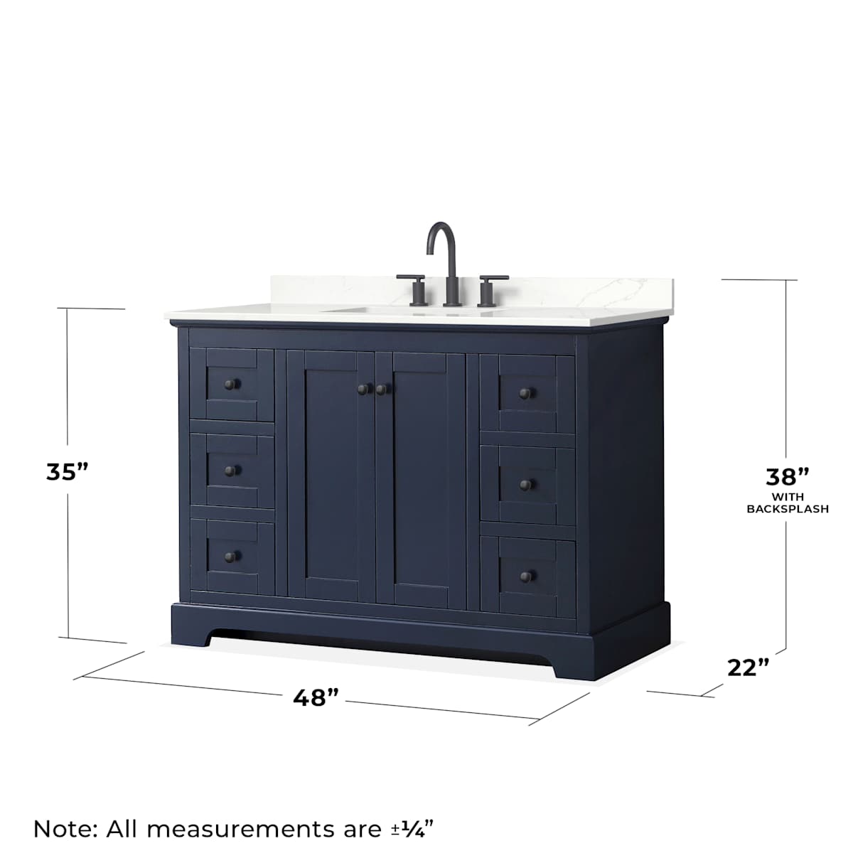 Avery 48" Free Standing Single Basin Vanity Set with Cabinet and Quartz Vanity Top - image 5