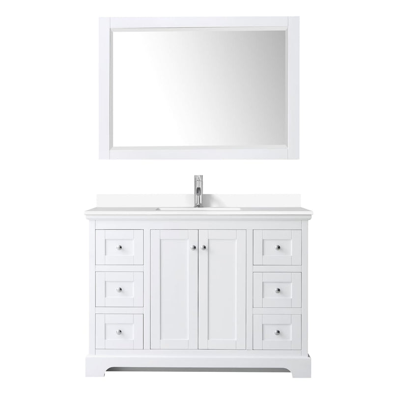 Avery 48" Free Standing Single Basin Vanity Set with Cabinet, Cultured Marble Vanity Top, and Framed Mirror - image 9