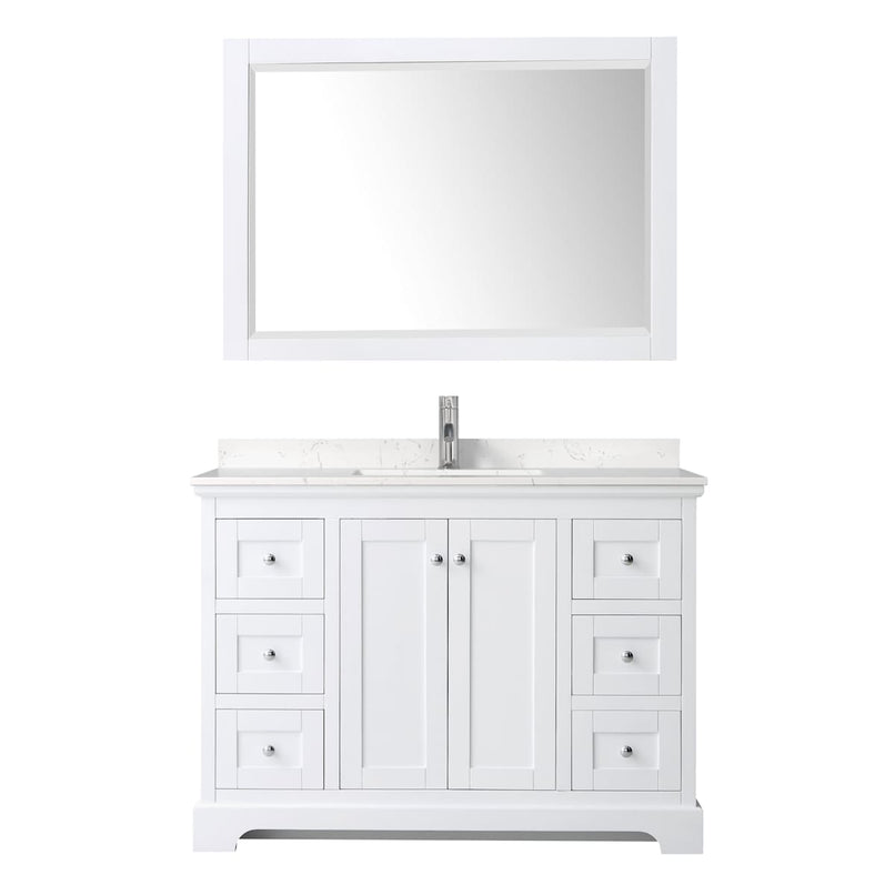Avery 48" Free Standing Single Basin Vanity Set with Cabinet, Cultured Marble Vanity Top, and Framed Mirror - image 10