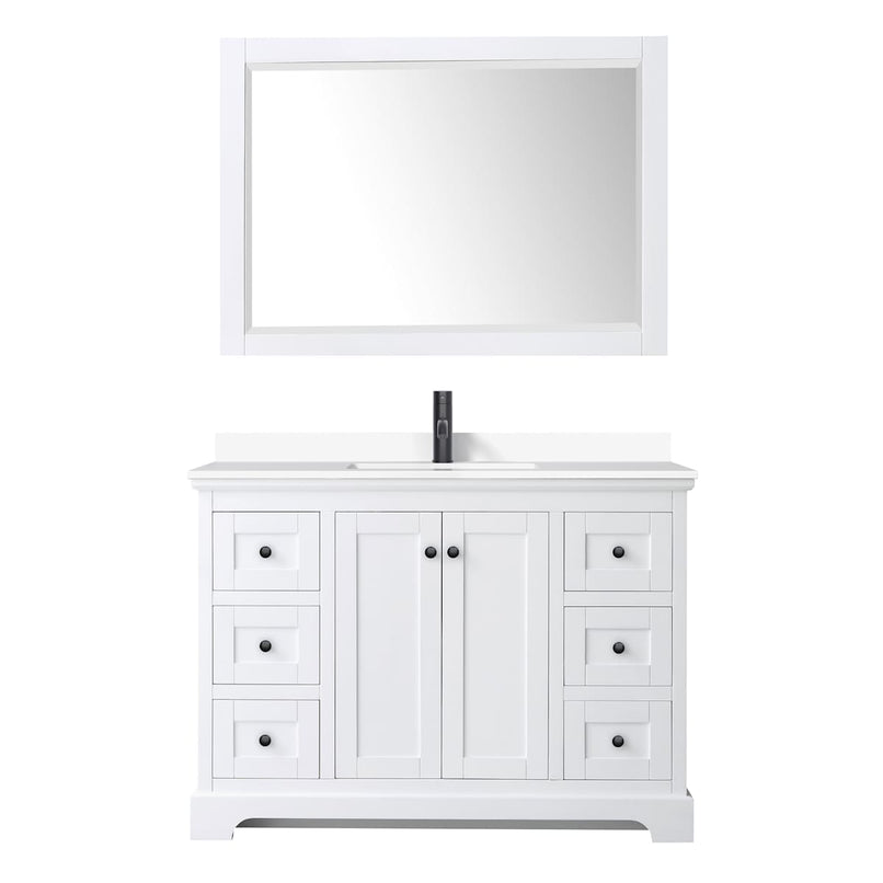 Avery 48" Free Standing Single Basin Vanity Set with Cabinet, Cultured Marble Vanity Top, and Framed Mirror - image 12