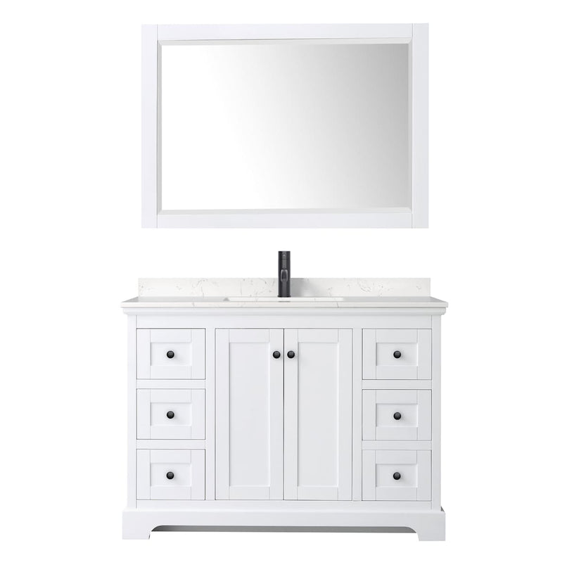 Avery 48" Free Standing Single Basin Vanity Set with Cabinet, Cultured Marble Vanity Top, and Framed Mirror - image 13