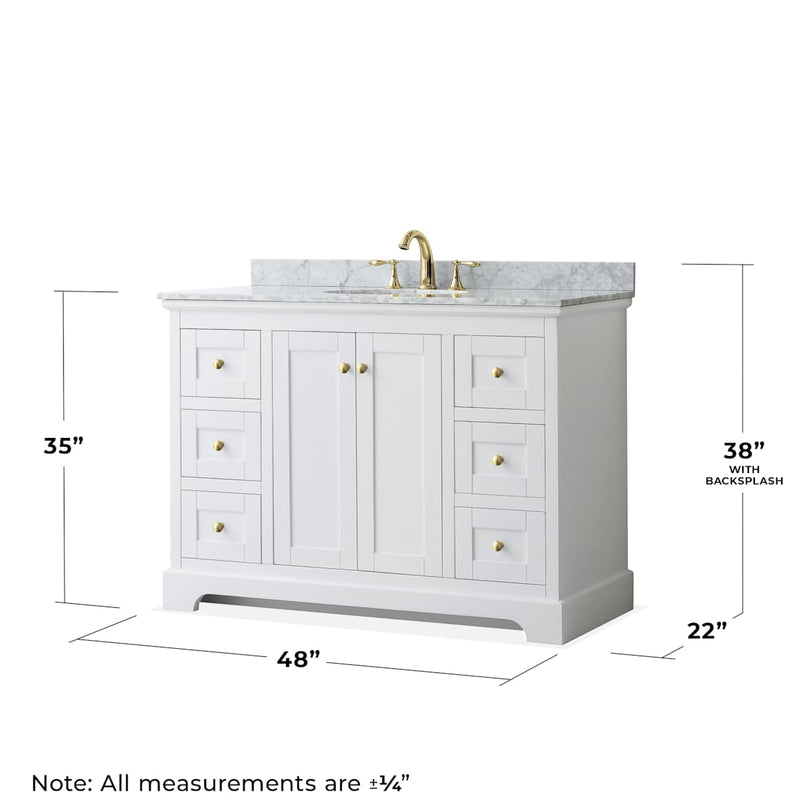 Avery 48" Free Standing Single Basin Vanity Set with Cabinet, Marble Vanity Top, and Framed Mirror - image 4