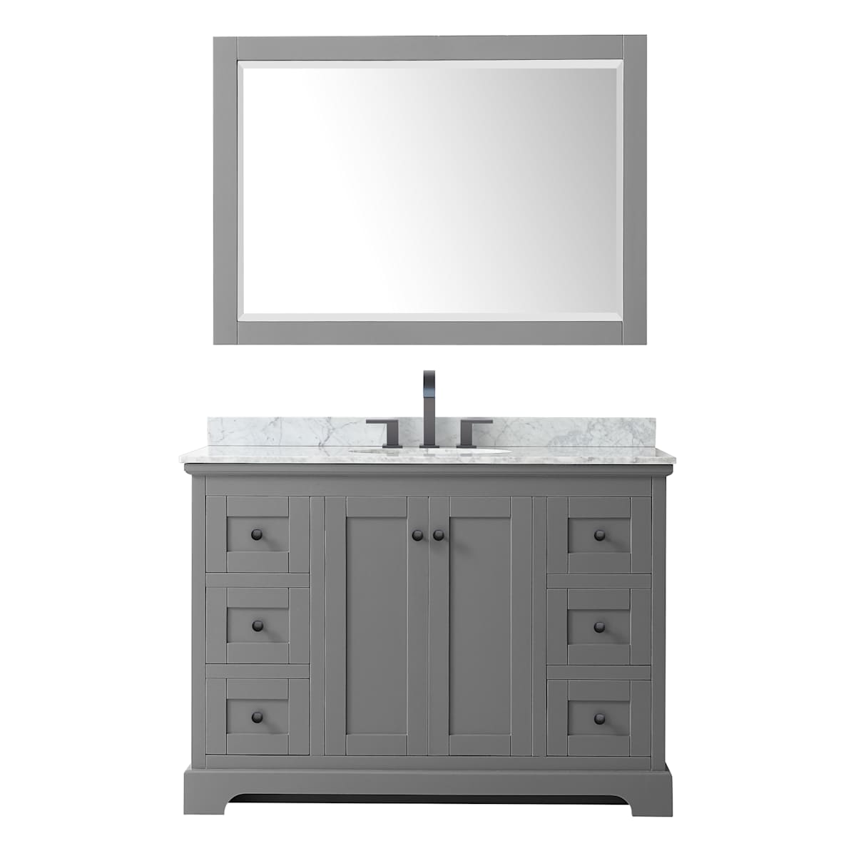 Avery 48" Free Standing Single Basin Vanity Set with Cabinet, Marble Vanity Top, and Framed Mirror