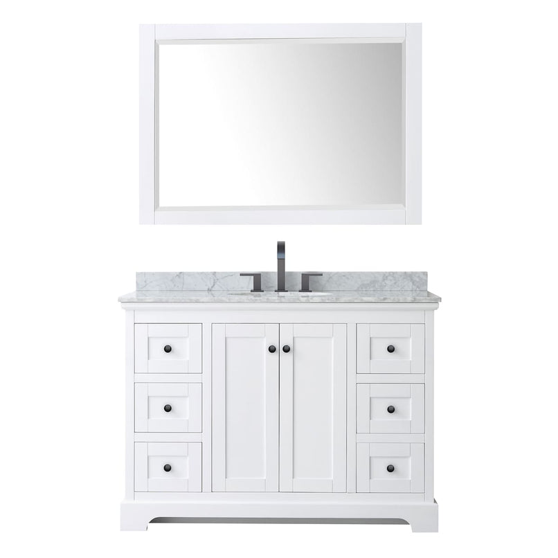Avery 48" Free Standing Single Basin Vanity Set with Cabinet, Marble Vanity Top, and Framed Mirror - image 12
