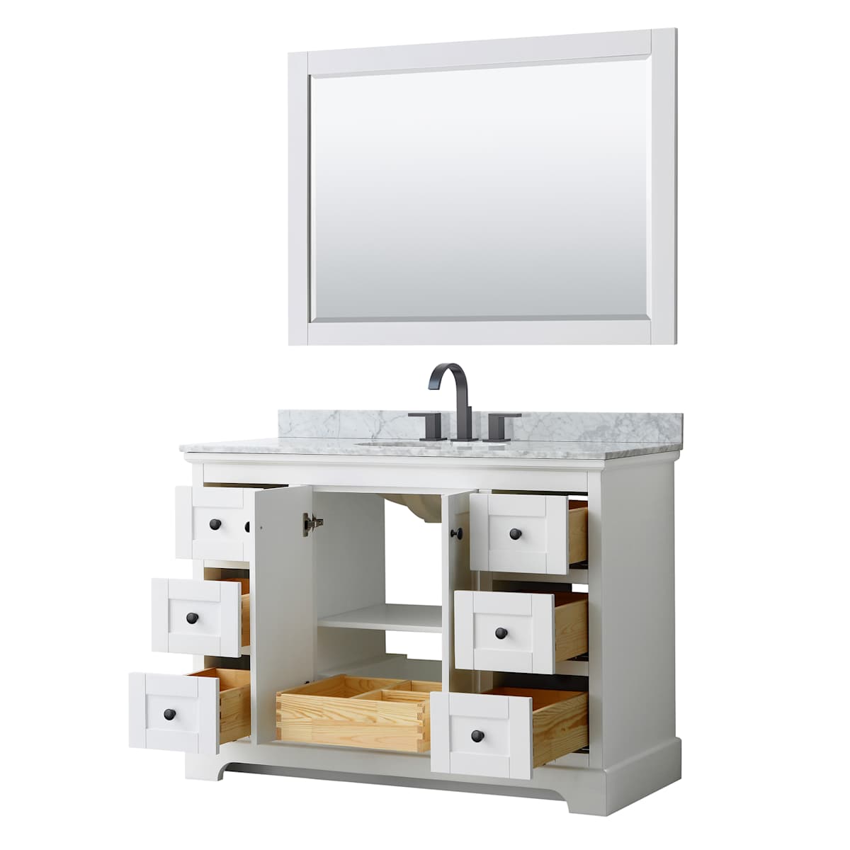 Avery 48" Free Standing Single Basin Vanity Set with Cabinet, Marble Vanity Top, and Framed Mirror - image 13