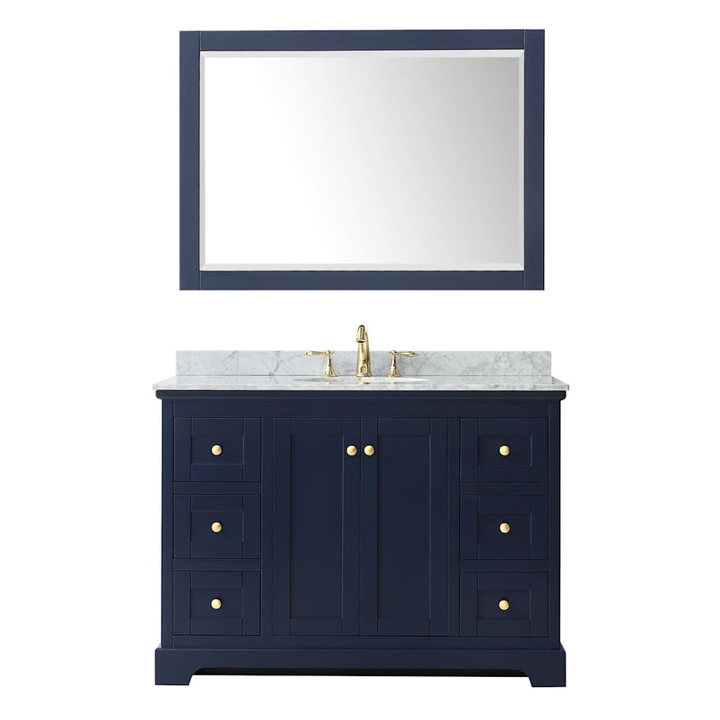 Avery 48" Free Standing Single Basin Vanity Set with Cabinet, Marble Vanity Top, and Framed Mirror - image 15