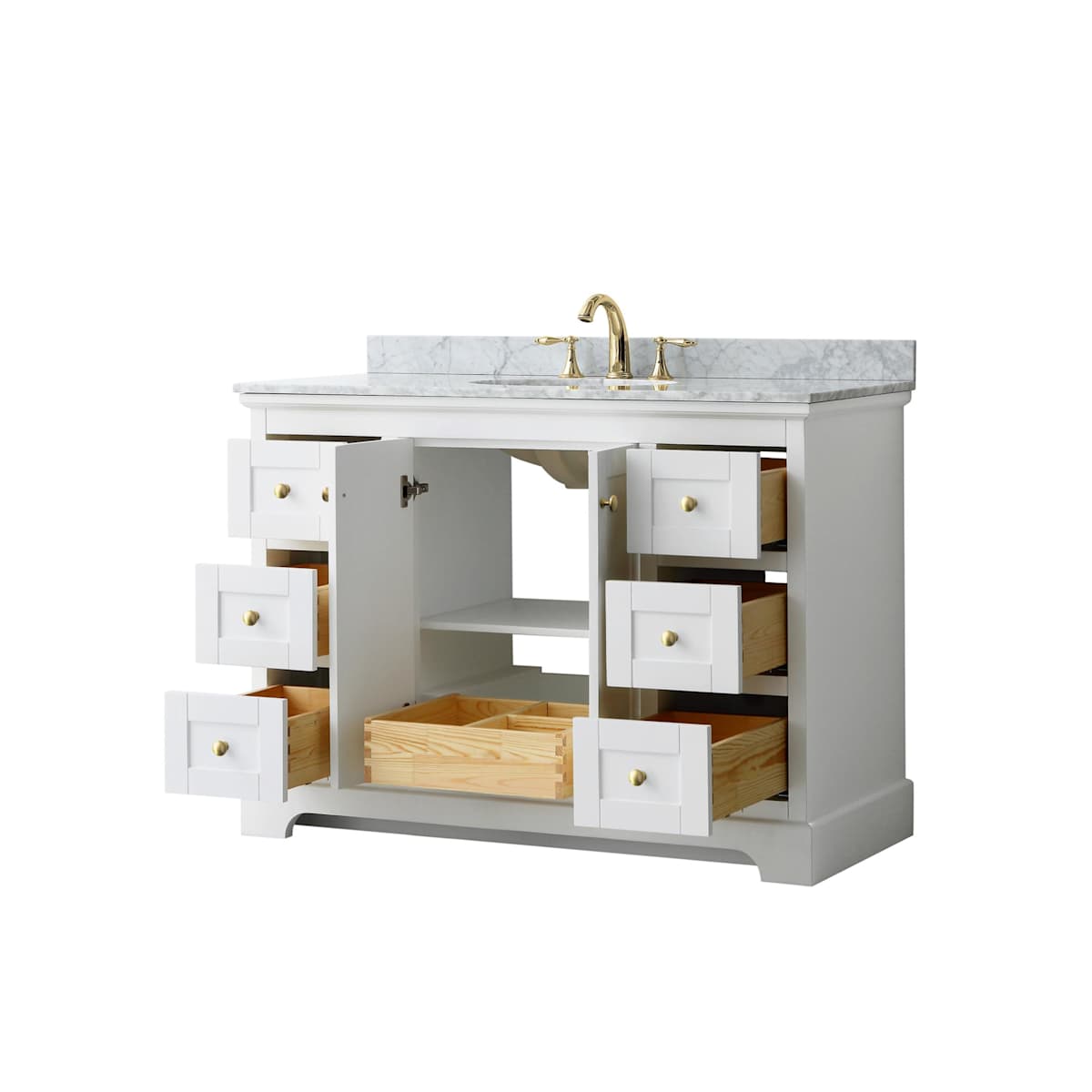 Avery 48" Free Standing Single Basin Vanity Set with Cabinet and Marble Vanity Top - image 2