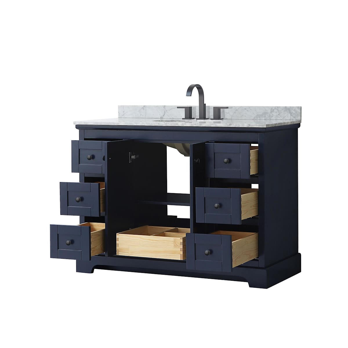 Avery 48" Free Standing Single Basin Vanity Set with Cabinet and Marble Vanity Top