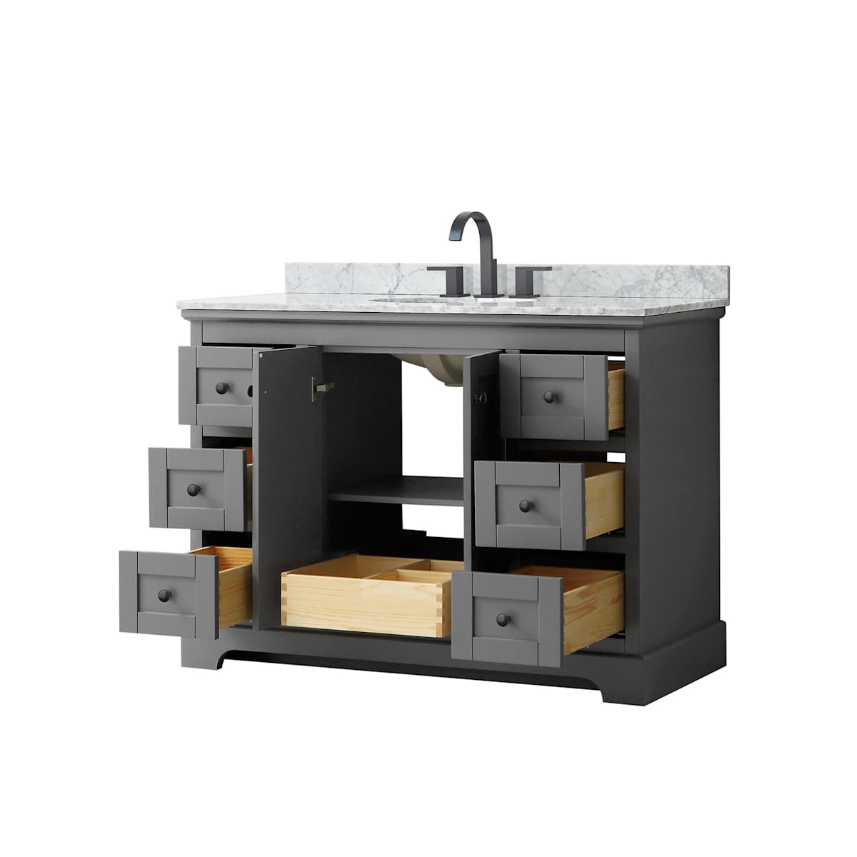 Avery 48" Free Standing Single Basin Vanity Set with Cabinet and Marble Vanity Top