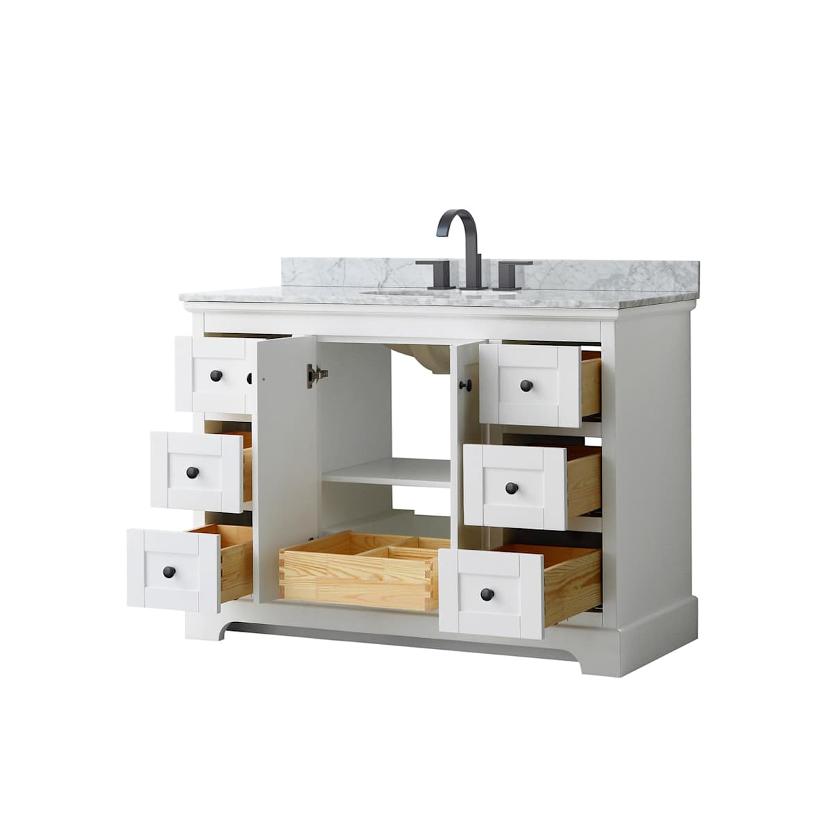 Avery 48" Free Standing Single Basin Vanity Set with Cabinet and Marble Vanity Top