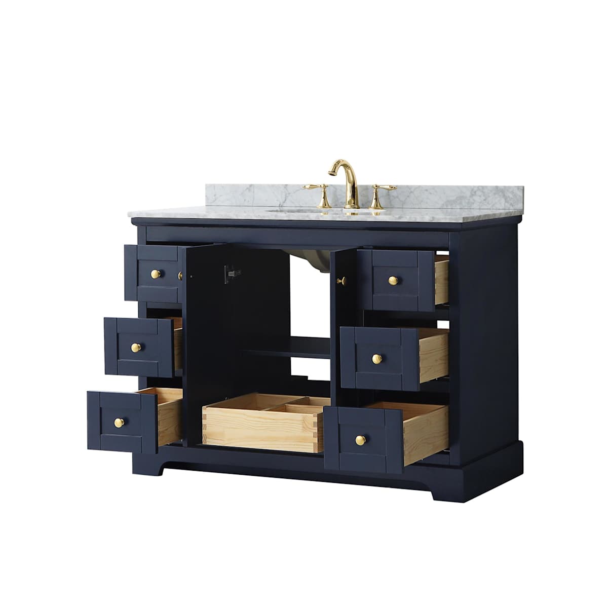 Avery 48" Free Standing Single Basin Vanity Set with Cabinet and Marble Vanity Top