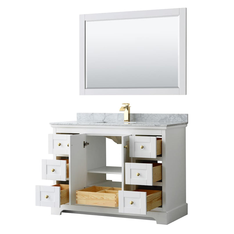Avery 48" Free Standing Single Basin Vanity Set with Cabinet, Marble Vanity Top, and Framed Mirror - image 2