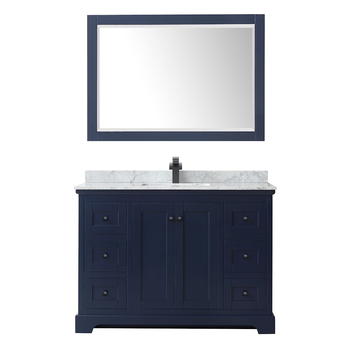 Avery 48" Free Standing Single Basin Vanity Set with Cabinet, Marble Vanity Top, and Framed Mirror