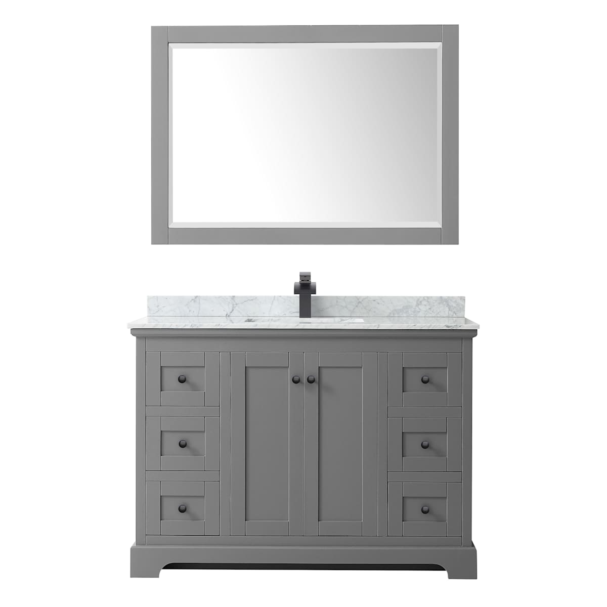 Avery 48" Free Standing Single Basin Vanity Set with Cabinet, Marble Vanity Top, and Framed Mirror