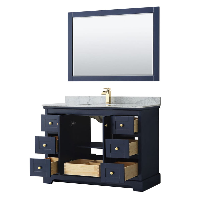 Avery 48" Free Standing Single Basin Vanity Set with Cabinet, Marble Vanity Top, and Framed Mirror - image 14