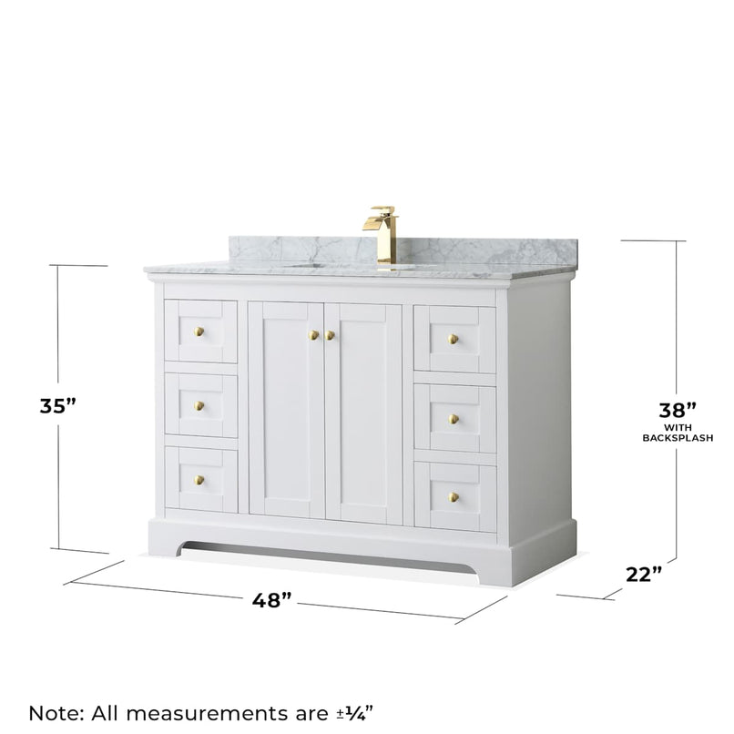 Avery 48" Free Standing Single Basin Vanity Set with Cabinet and Marble Vanity Top - image 3