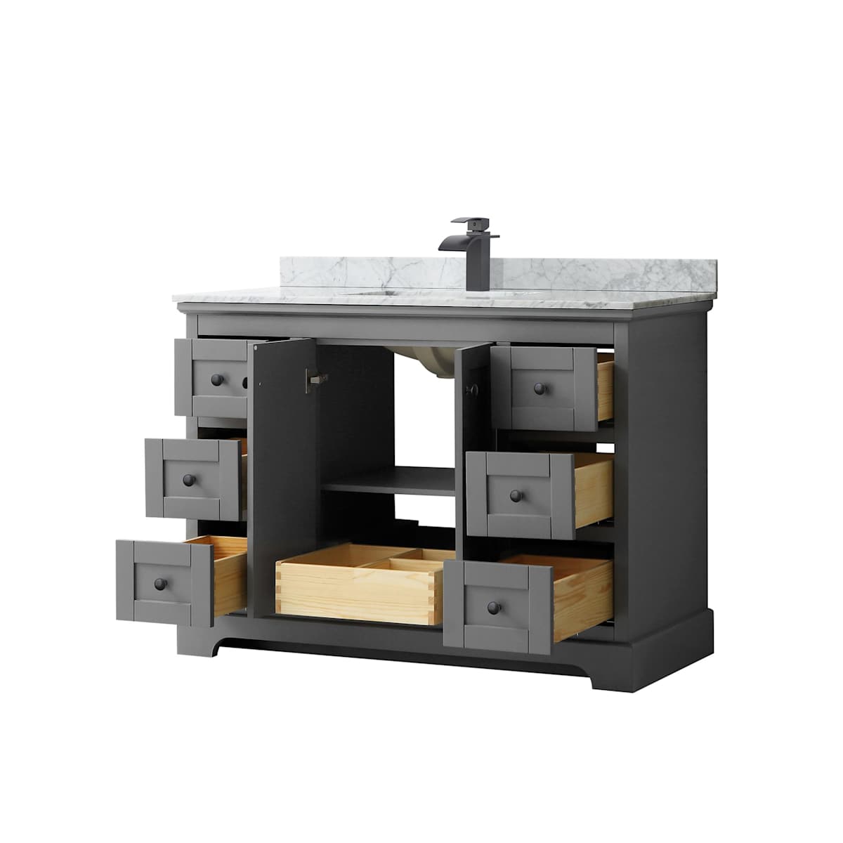 Avery 48" Free Standing Single Basin Vanity Set with Cabinet and Marble Vanity Top