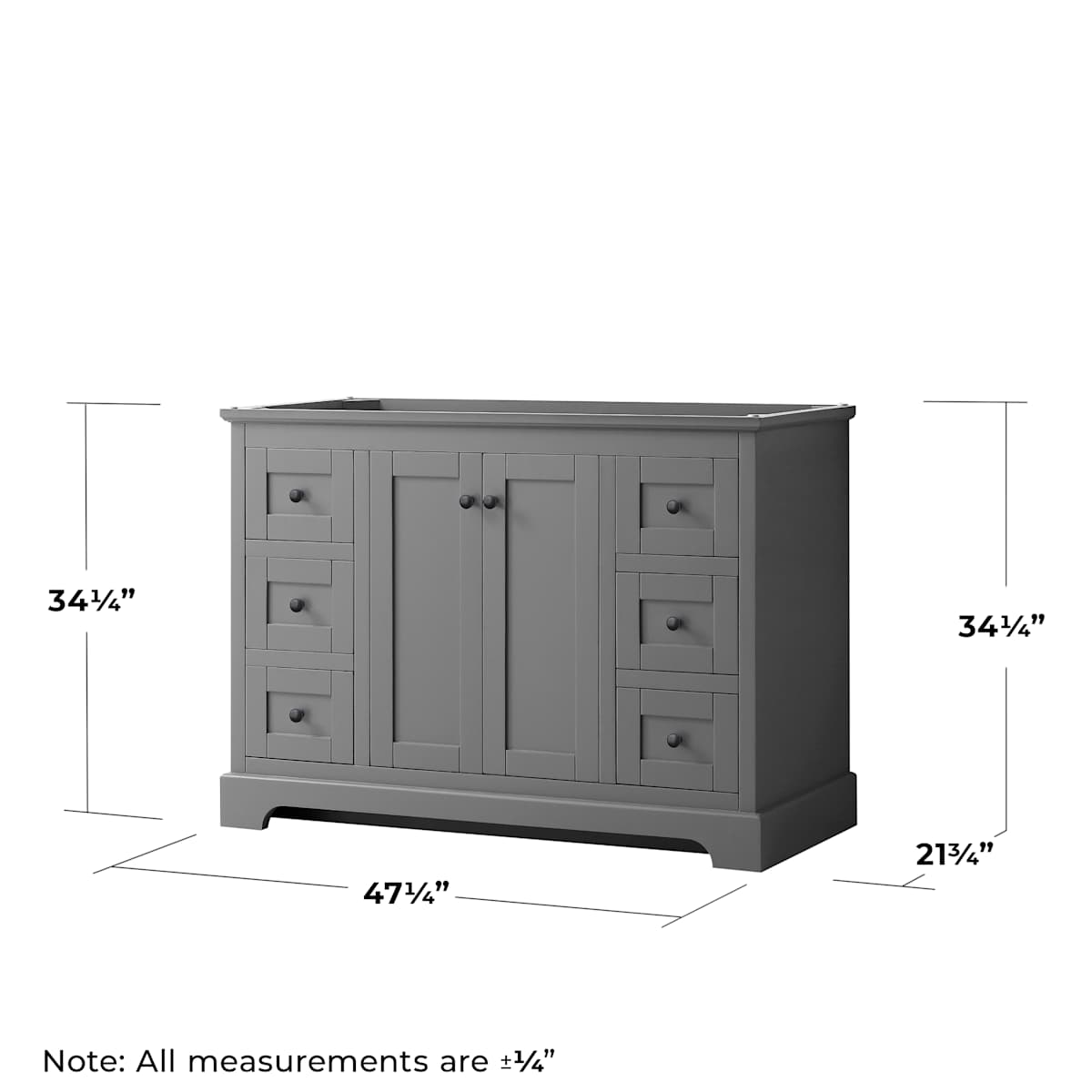 Avery 48" Single Free Standing Vanity Cabinet Only - Less Vanity Top