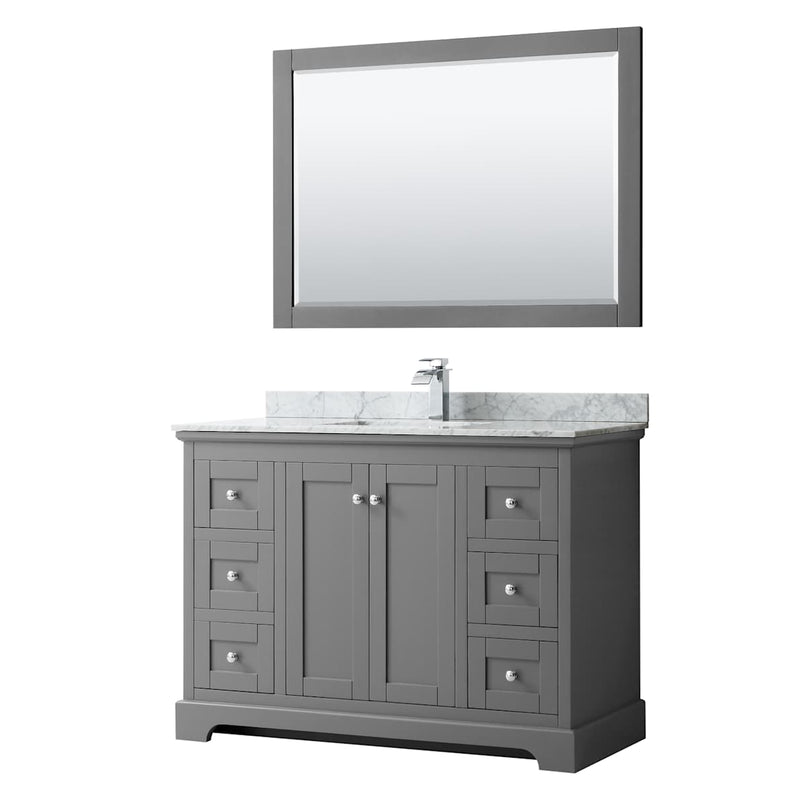 Avery 48" Free Standing Single Basin Vanity Set with Cabinet, Marble Vanity Top, and Framed Mirror - image 1