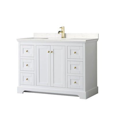 Avery 48" Free Standing Single Basin Vanity Set with Cabinet and Cultured Marble Vanity Top - image 1