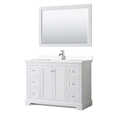 Avery 48" Free Standing Single Basin Vanity Set with Cabinet, Cultured Marble Vanity Top, and Framed Mirror - image 1