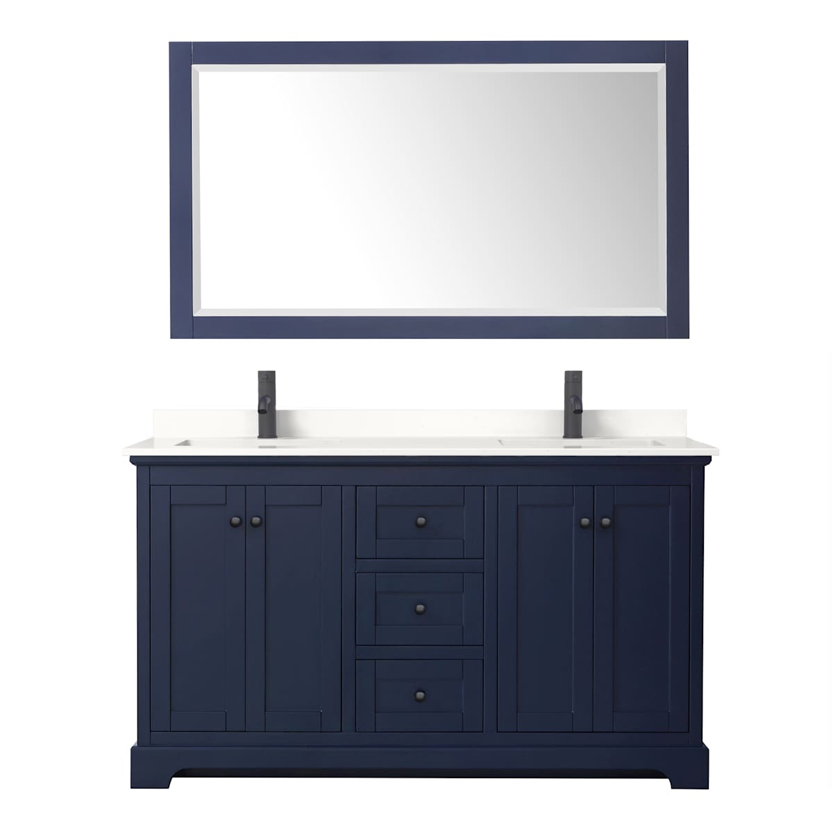 Avery 60" Free Standing Double Basin Vanity Set with Cabinet, Quartz Vanity Top, and Framed Mirror - image 8