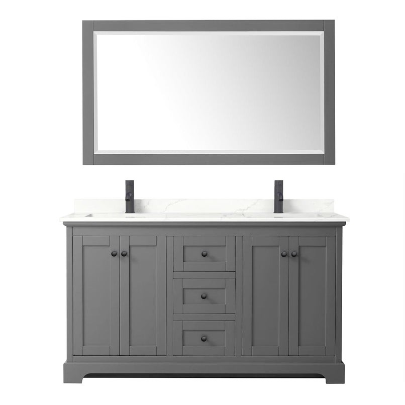 Avery 60" Free Standing Double Basin Vanity Set with Cabinet, Quartz Vanity Top, and Framed Mirror - image 11