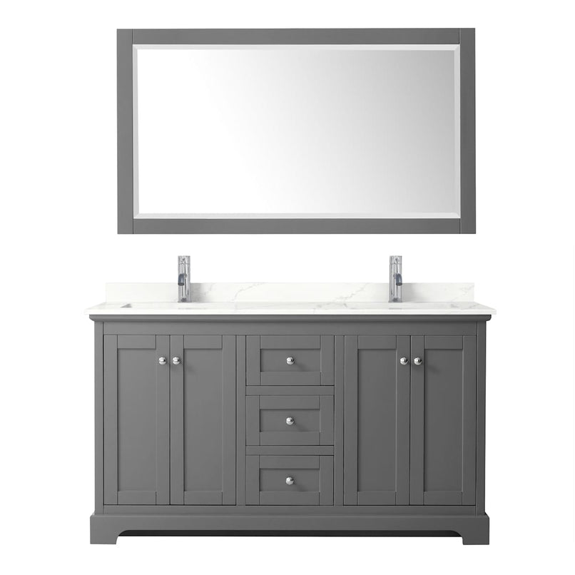 Avery 60" Free Standing Double Basin Vanity Set with Cabinet, Quartz Vanity Top, and Framed Mirror - image 14
