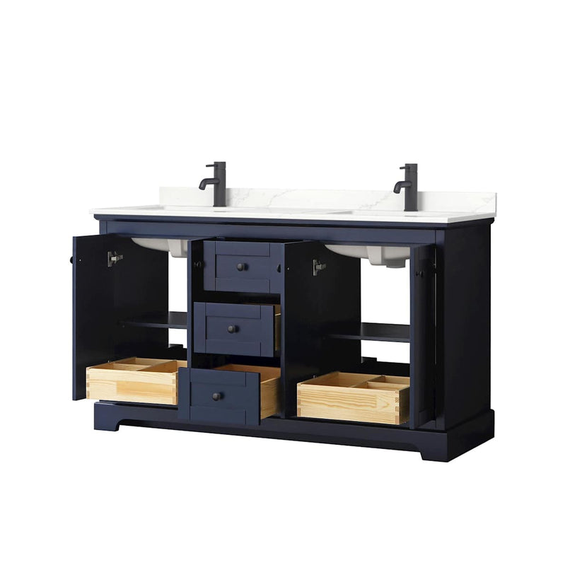 Avery 60" Free Standing Double Basin Vanity Set with Cabinet and Quartz Vanity Top - image 3