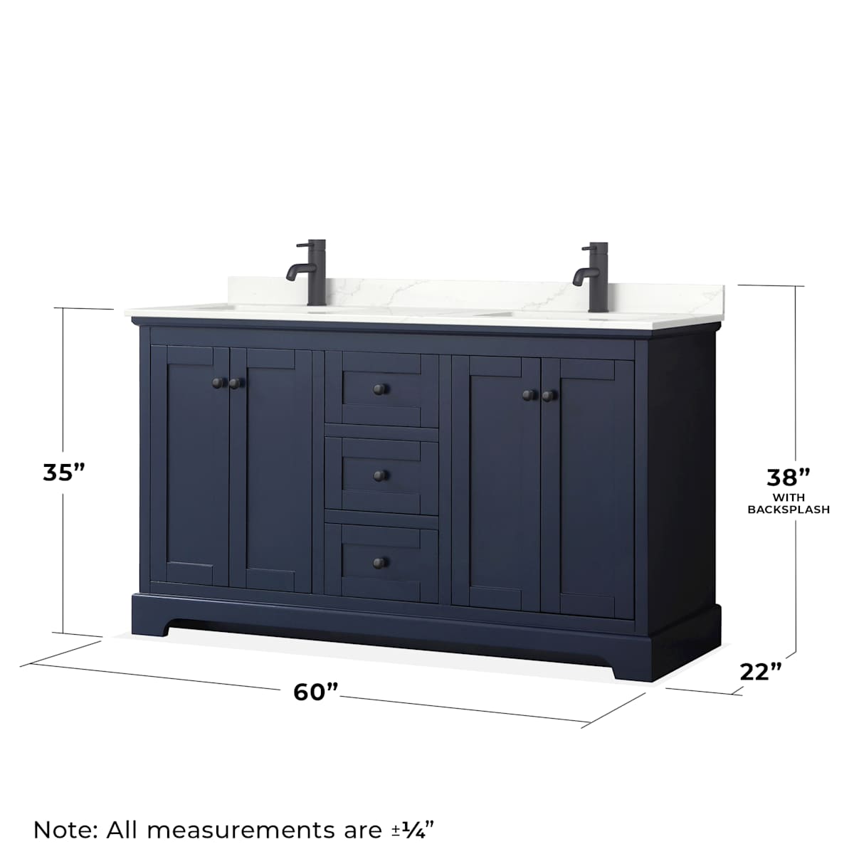 Avery 60" Free Standing Double Basin Vanity Set with Cabinet and Quartz Vanity Top