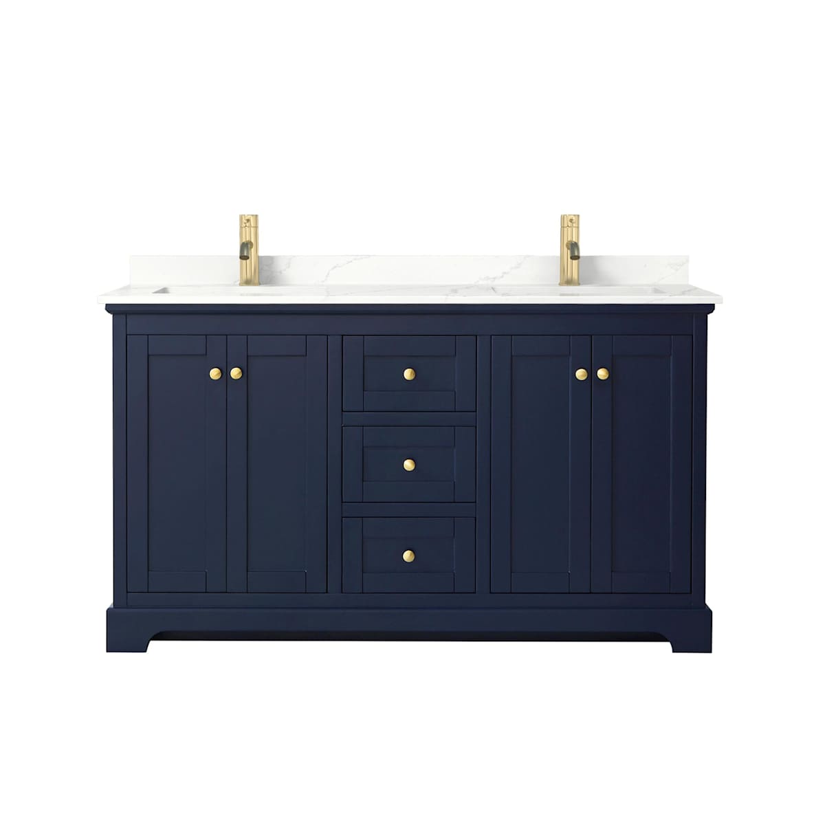 Avery 60" Free Standing Double Basin Vanity Set with Cabinet and Quartz Vanity Top