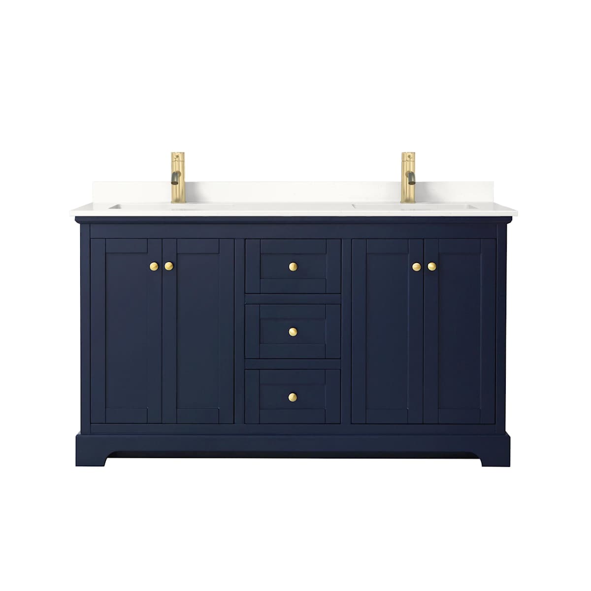 Avery 60" Free Standing Double Basin Vanity Set with Cabinet and Quartz Vanity Top