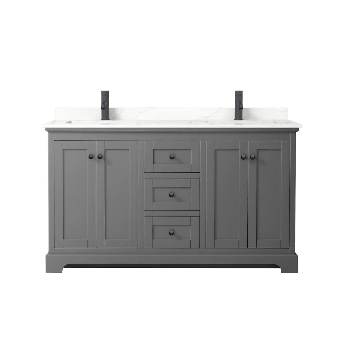 Avery 60" Free Standing Double Basin Vanity Set with Cabinet and Quartz Vanity Top