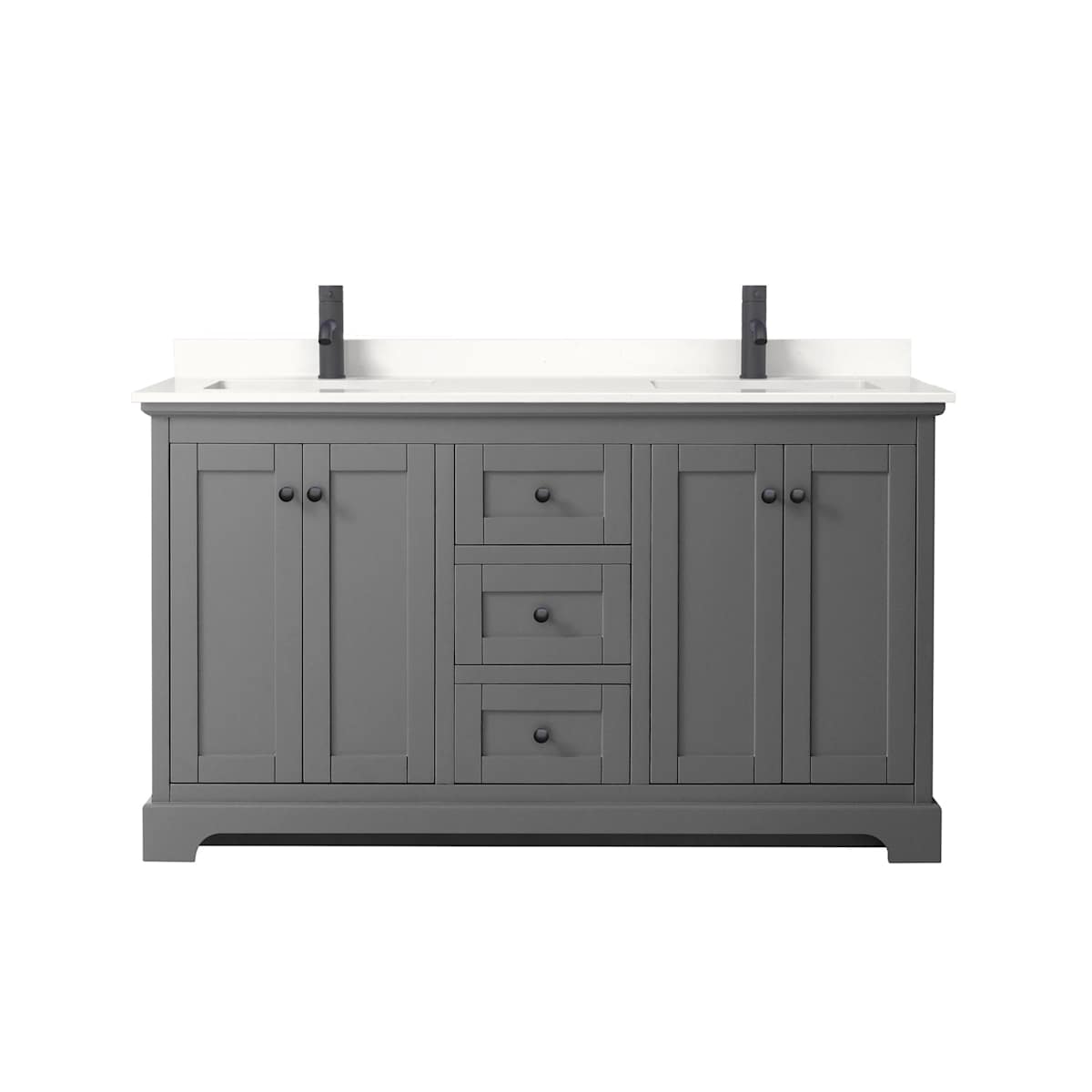 Avery 60" Free Standing Double Basin Vanity Set with Cabinet and Quartz Vanity Top