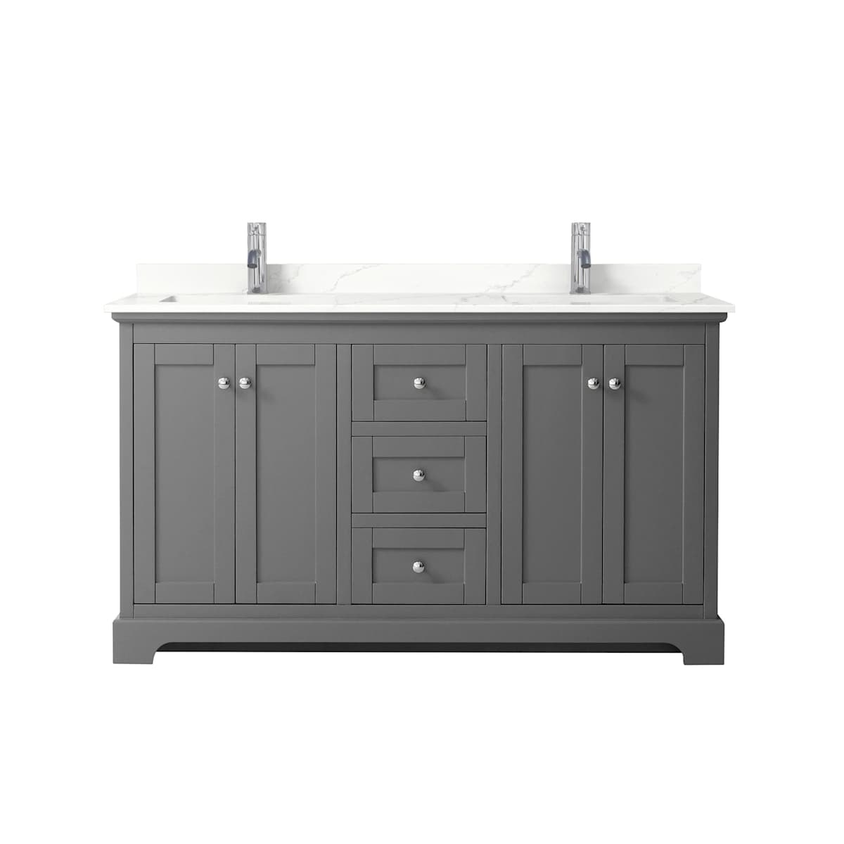Avery 60" Free Standing Double Basin Vanity Set with Cabinet and Quartz Vanity Top