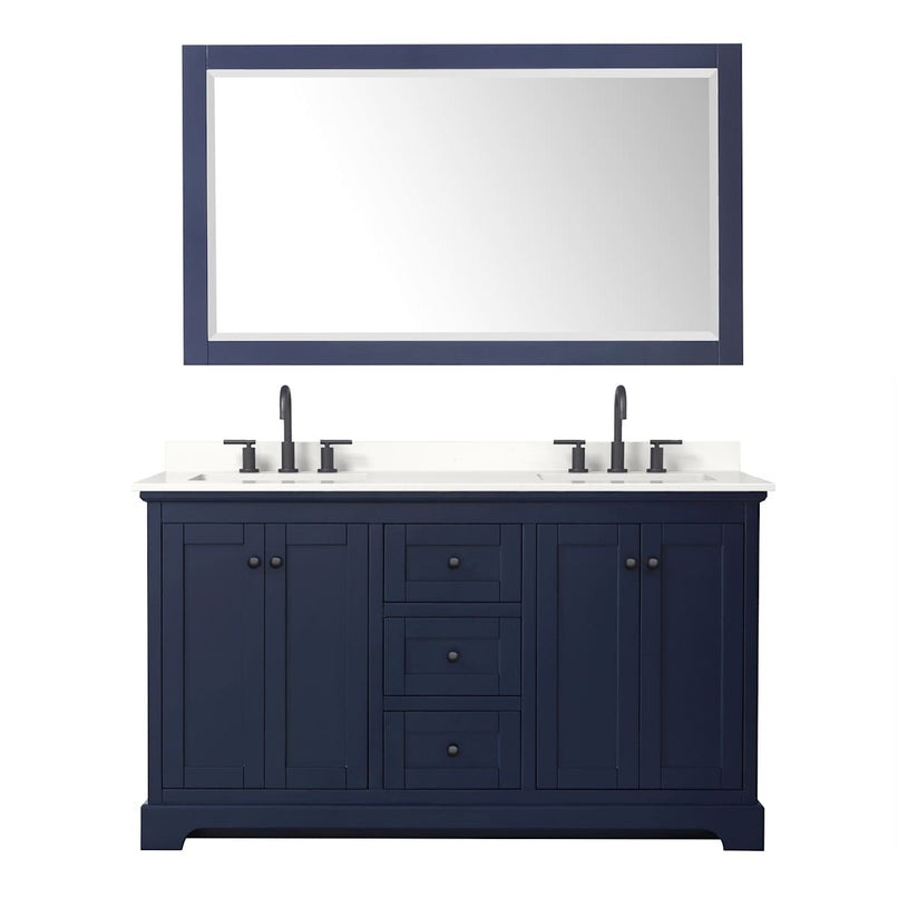 Avery 60" Free Standing Double Basin Vanity Set with Cabinet, Quartz Vanity Top, and Framed Mirror - image 8