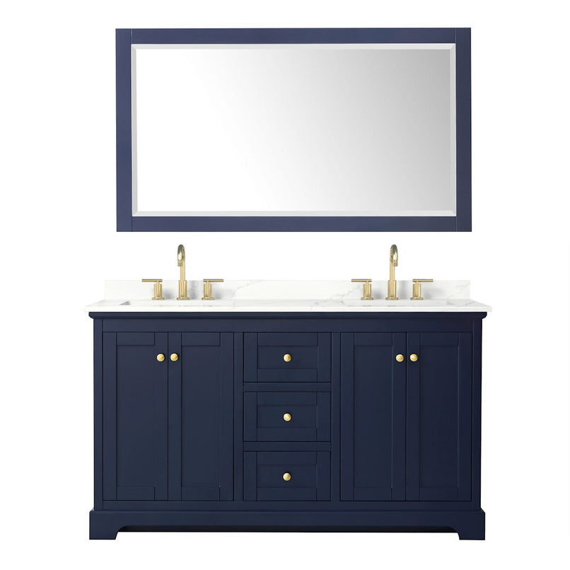 Avery 60" Free Standing Double Basin Vanity Set with Cabinet, Quartz Vanity Top, and Framed Mirror - image 9