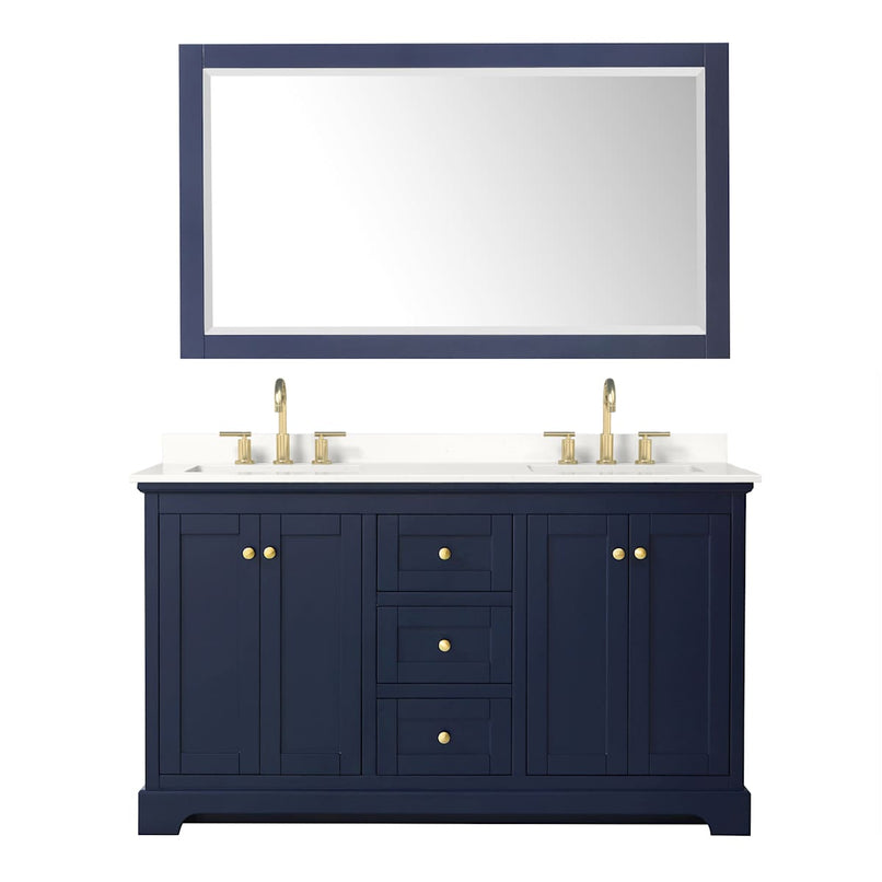 Avery 60" Free Standing Double Basin Vanity Set with Cabinet, Quartz Vanity Top, and Framed Mirror - image 10