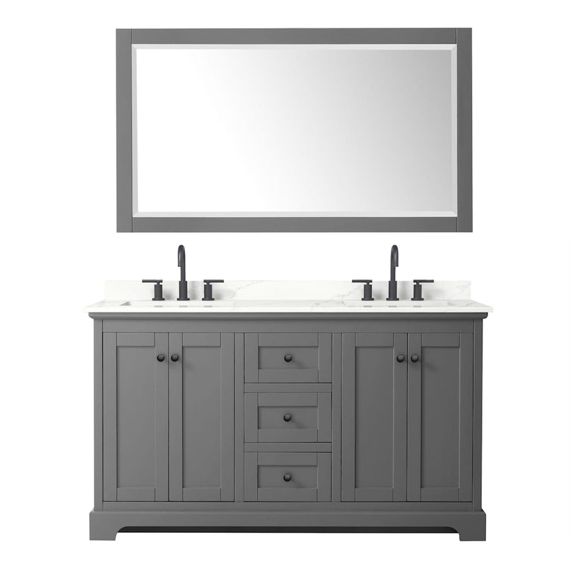 Avery 60" Free Standing Double Basin Vanity Set with Cabinet, Quartz Vanity Top, and Framed Mirror - image 11