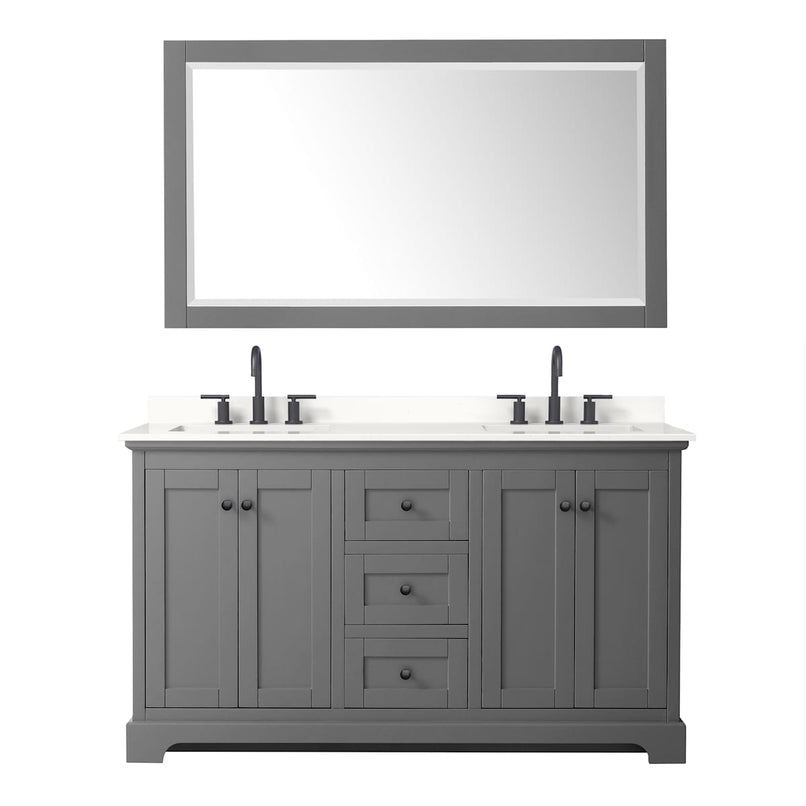 Avery 60" Free Standing Double Basin Vanity Set with Cabinet, Quartz Vanity Top, and Framed Mirror - image 13