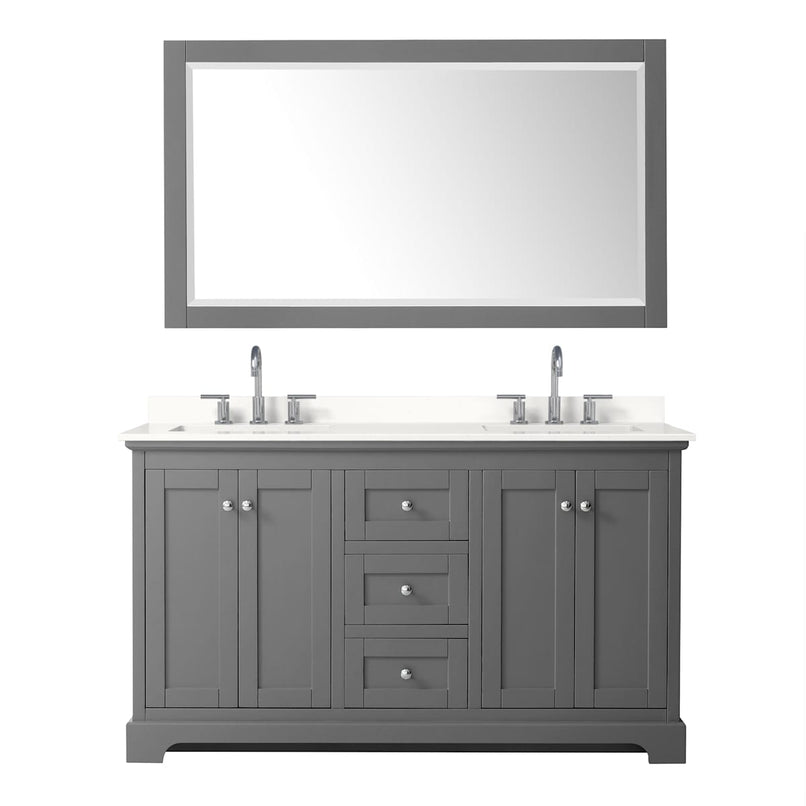 Avery 60" Free Standing Double Basin Vanity Set with Cabinet, Quartz Vanity Top, and Framed Mirror - image 15