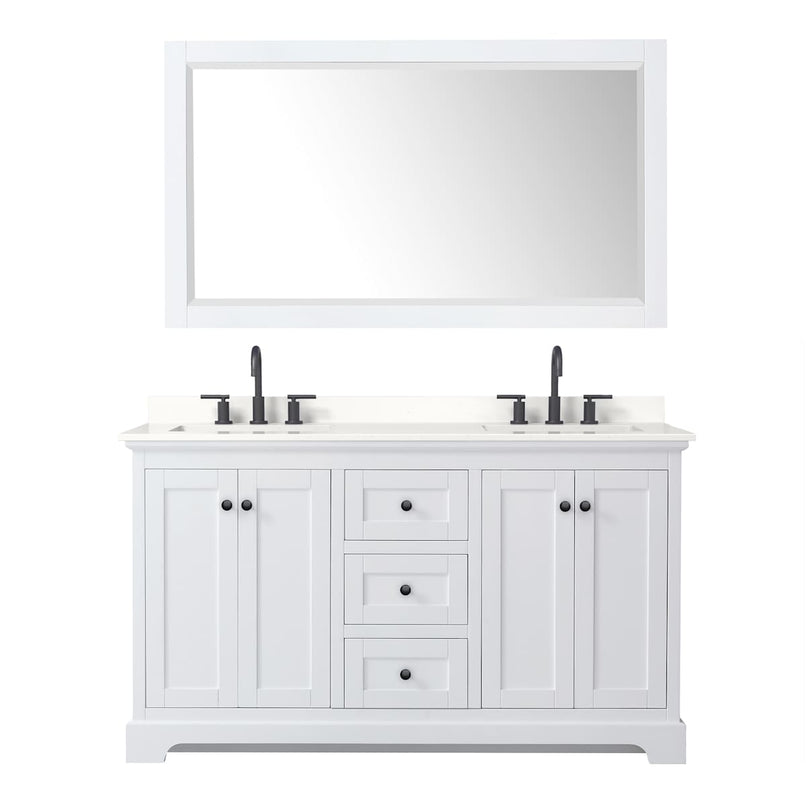 Avery 60" Free Standing Double Basin Vanity Set with Cabinet, Quartz Vanity Top, and Framed Mirror - image 18