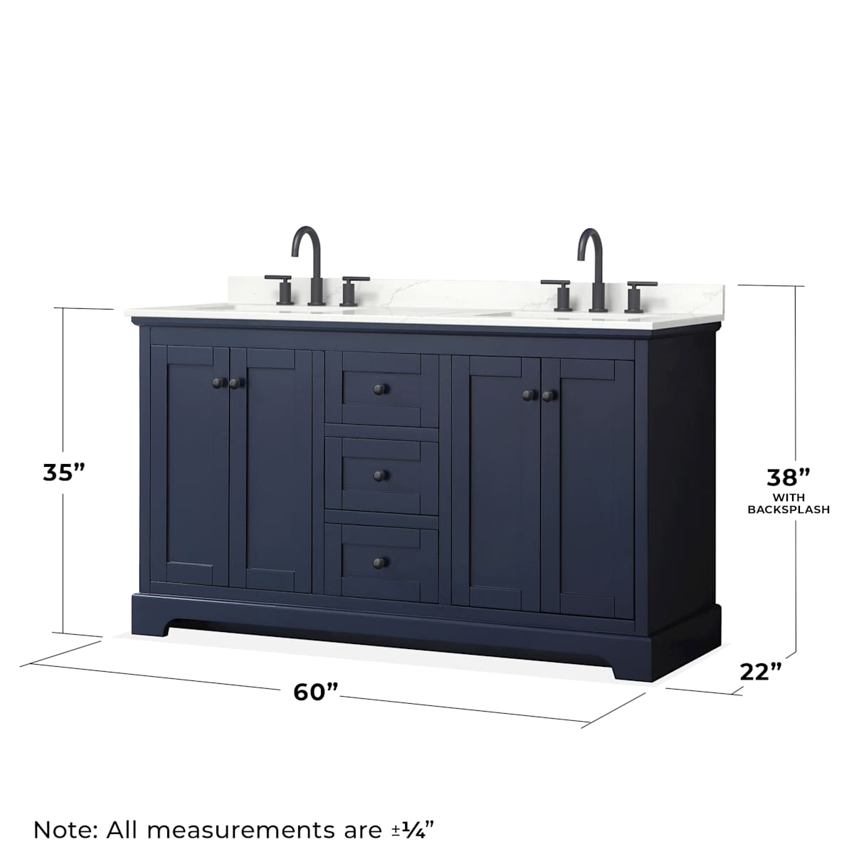 Avery 60" Free Standing Double Basin Vanity Set with Cabinet and Quartz Vanity Top