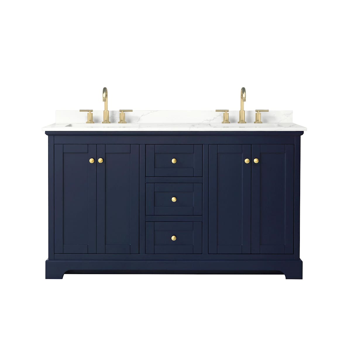 Avery 60" Free Standing Double Basin Vanity Set with Cabinet and Quartz Vanity Top